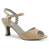 Pleaser Pink Label JENNA-09 Cream Pat Ankle Strap Sandals - Shoecup.com